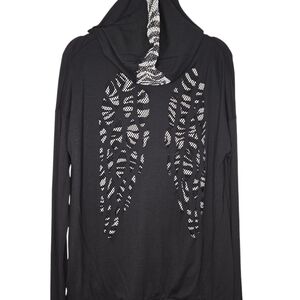 Blumin Black Gothic Angel Wing Cut Out Back Full Zip Hooded Jacket Size Large